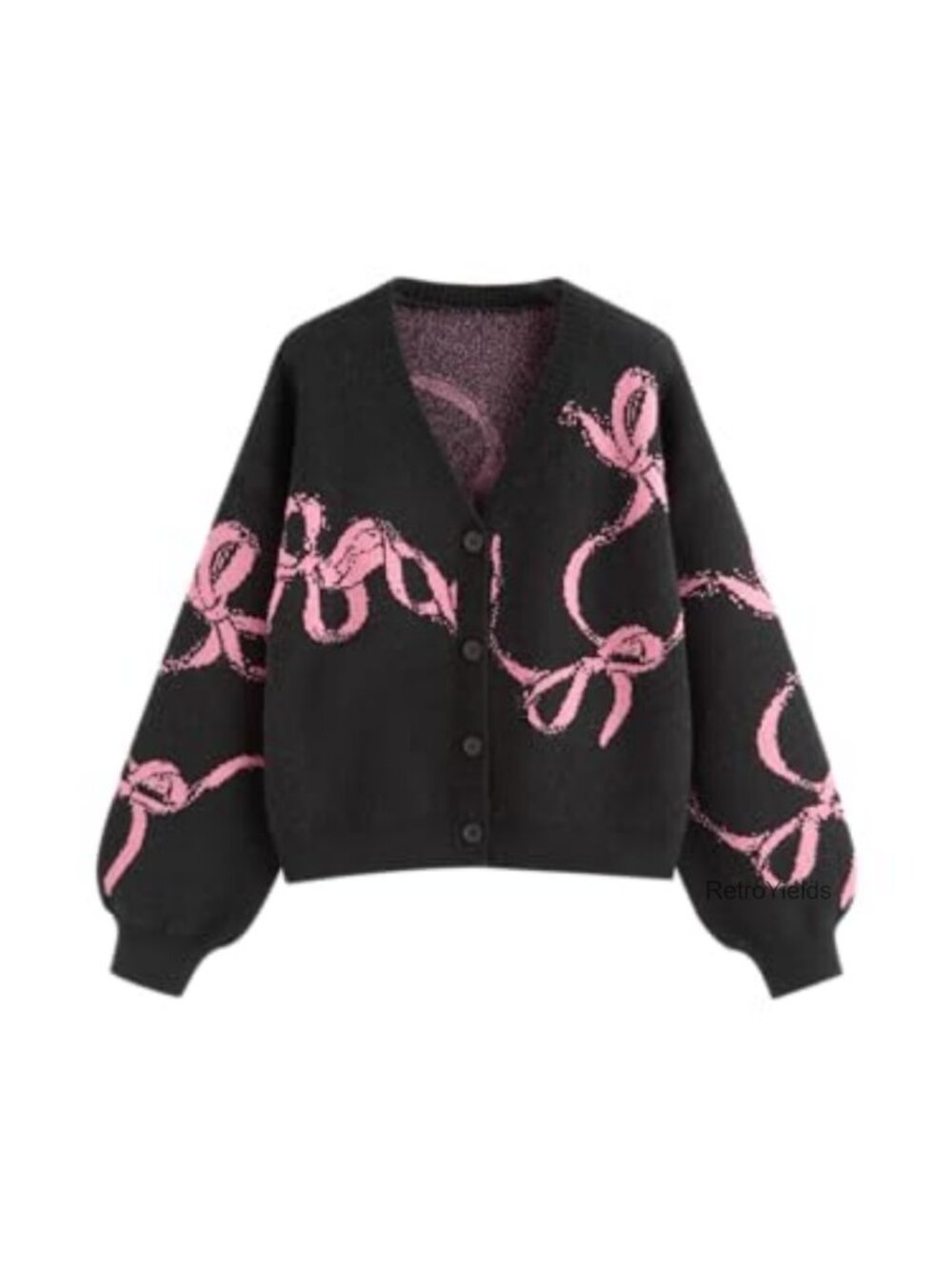 CIDER Women's Fall Cardigan Sweater Button Down Bow Knit V-Neck Long Sleeve